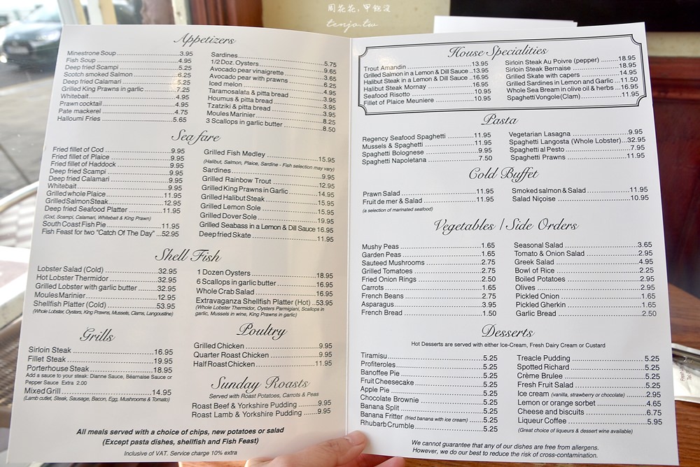 【布萊頓Brighton】Regency Restaurant 在地人推薦高cp值海鮮餐廳(英文menu、中文菜單)