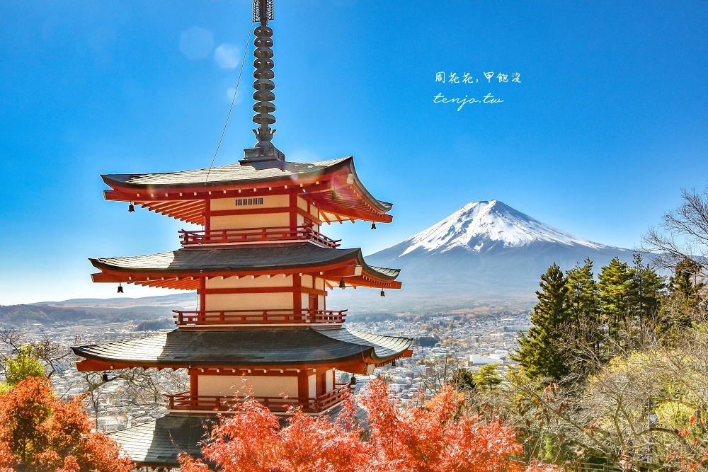 【山梨縣景點】新倉富士淺間神社 絕美富士山景！河口湖紅葉櫻花景點推薦一日遊交通方便